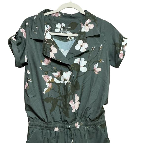 Albion Orchid Jumpsuit Green Pink Floral Ankle Zip Size Small - Picture 6 of 10